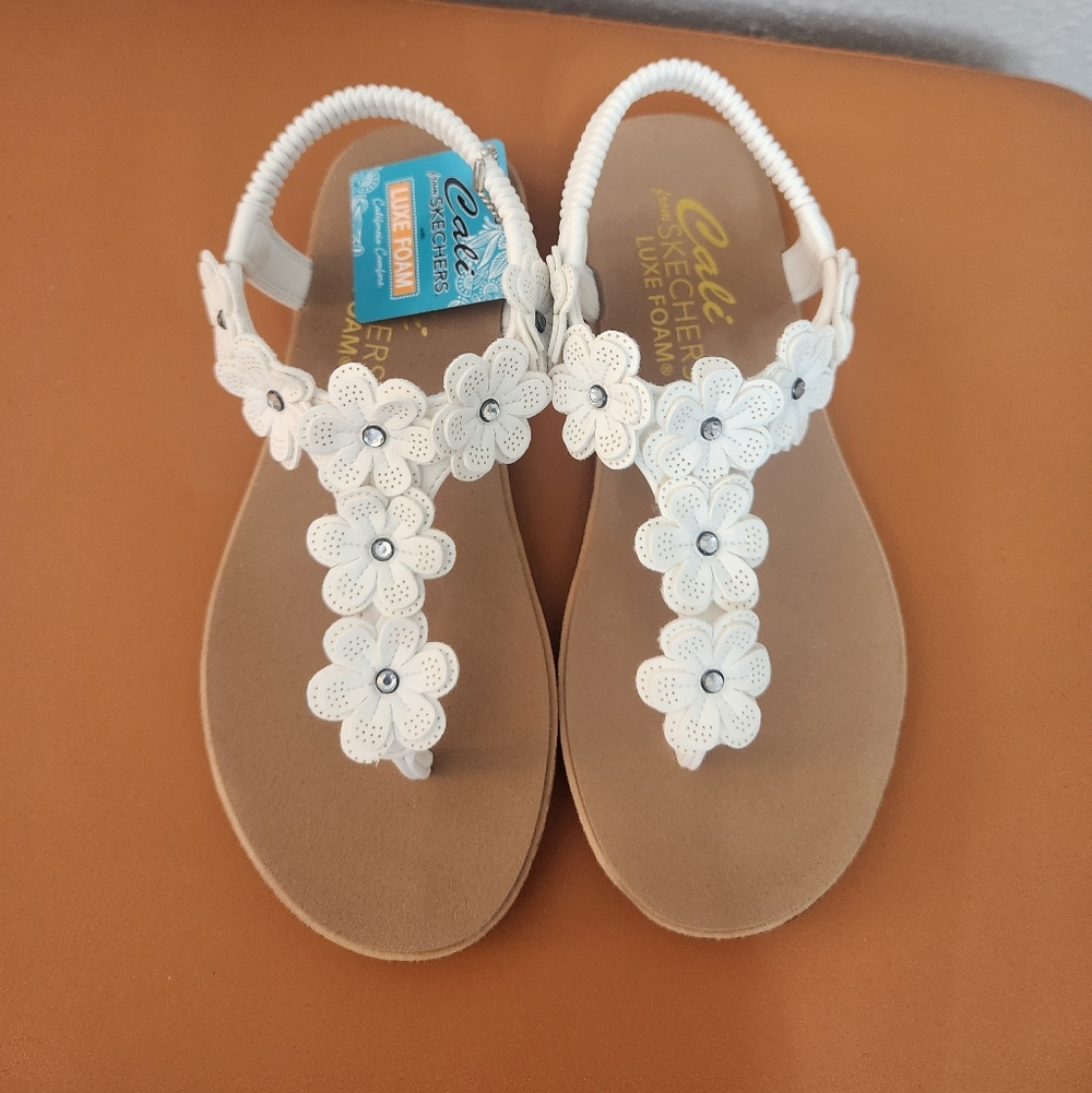Skechers White Floral Sandals